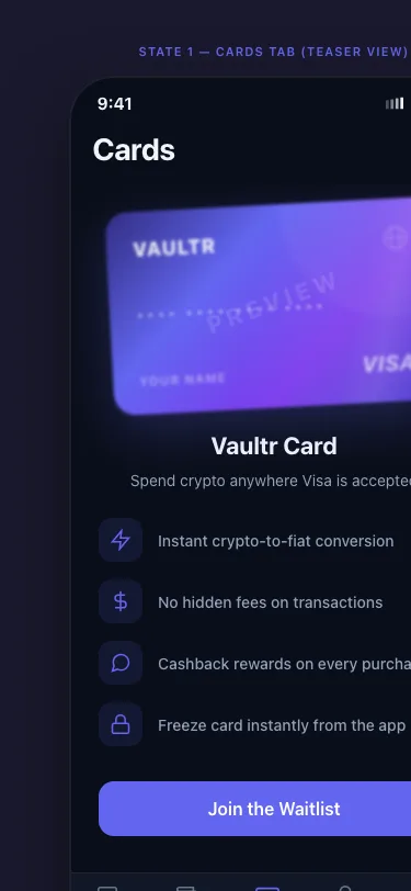 Vaultr crypto-funded payment card